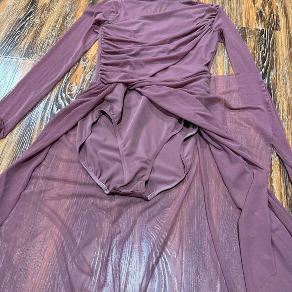 Weissman Size MA Dusty Rose Pink / Purple Long Sleeve Dance Dress Leotard Girls - Picture 4 of 8